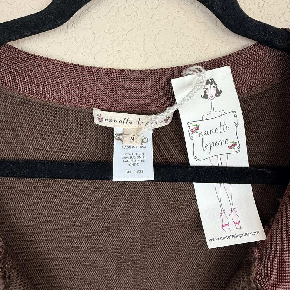 Nanette‎ Lepore NWT Brown Sweater Knit Dress Beaded Sleeveless Size M - Picture 5 of 7